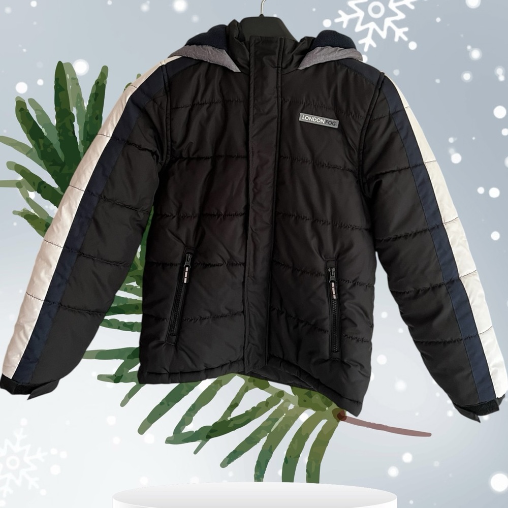 London Fog Black and White Kids Puffer Jacket